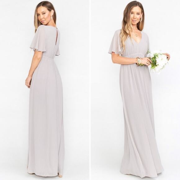 Show Me Your MuMu Dresses & Skirts - Show Me Your Mumu Emily Empire Maxi Dress Dove Grey Chiffon Size Large NWT